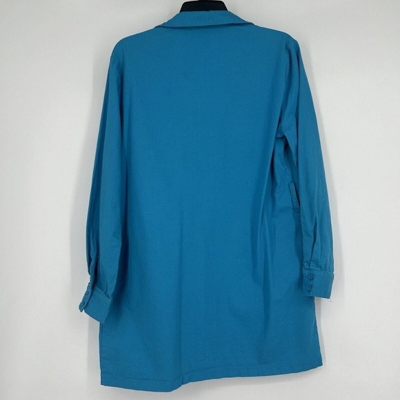PLT Pretty Little Thing Blue Shacket Button Front Pockets Lightweight Size 8 - Picture 7 of 11